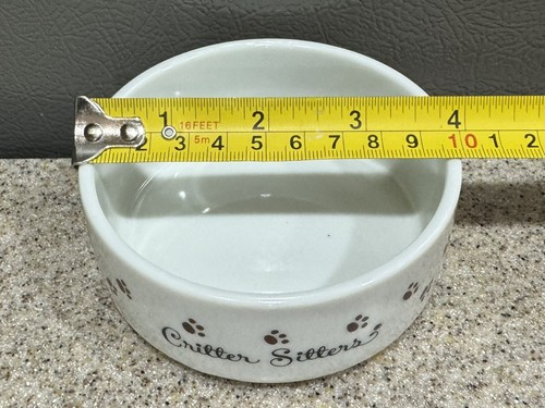 Vintage Enesco Ceramic Pet Dish White 4”x1.5” Critter Sisters Paw Prints Unused! - Picture 3 of 6