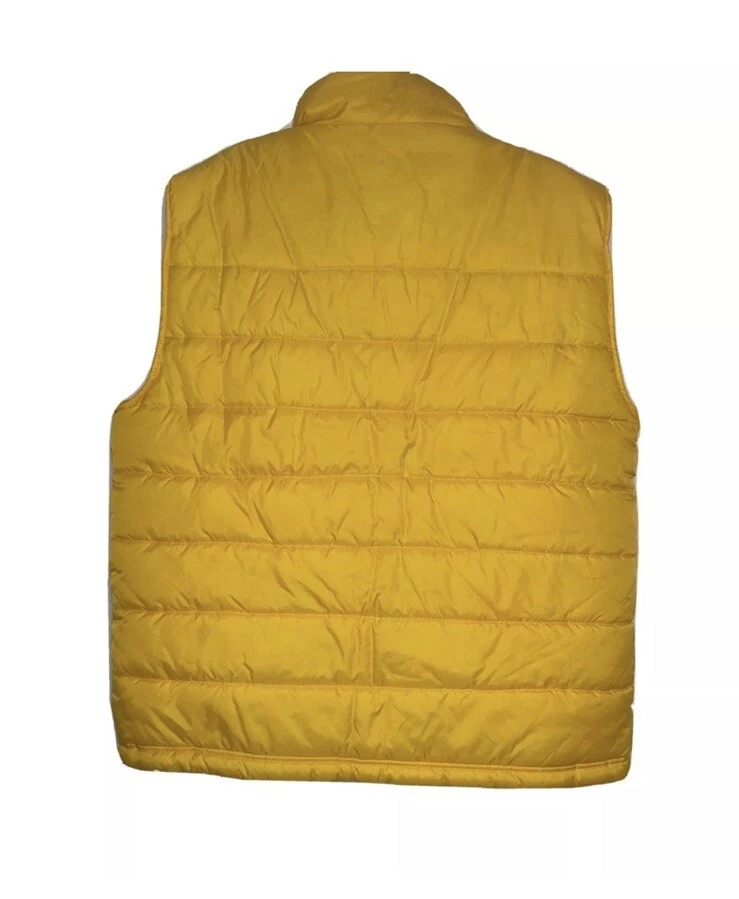 Vintage 90's Fila Golden Yellow Nylon Puff Zip Vest Men’s Size XXL - Image 2 of 4