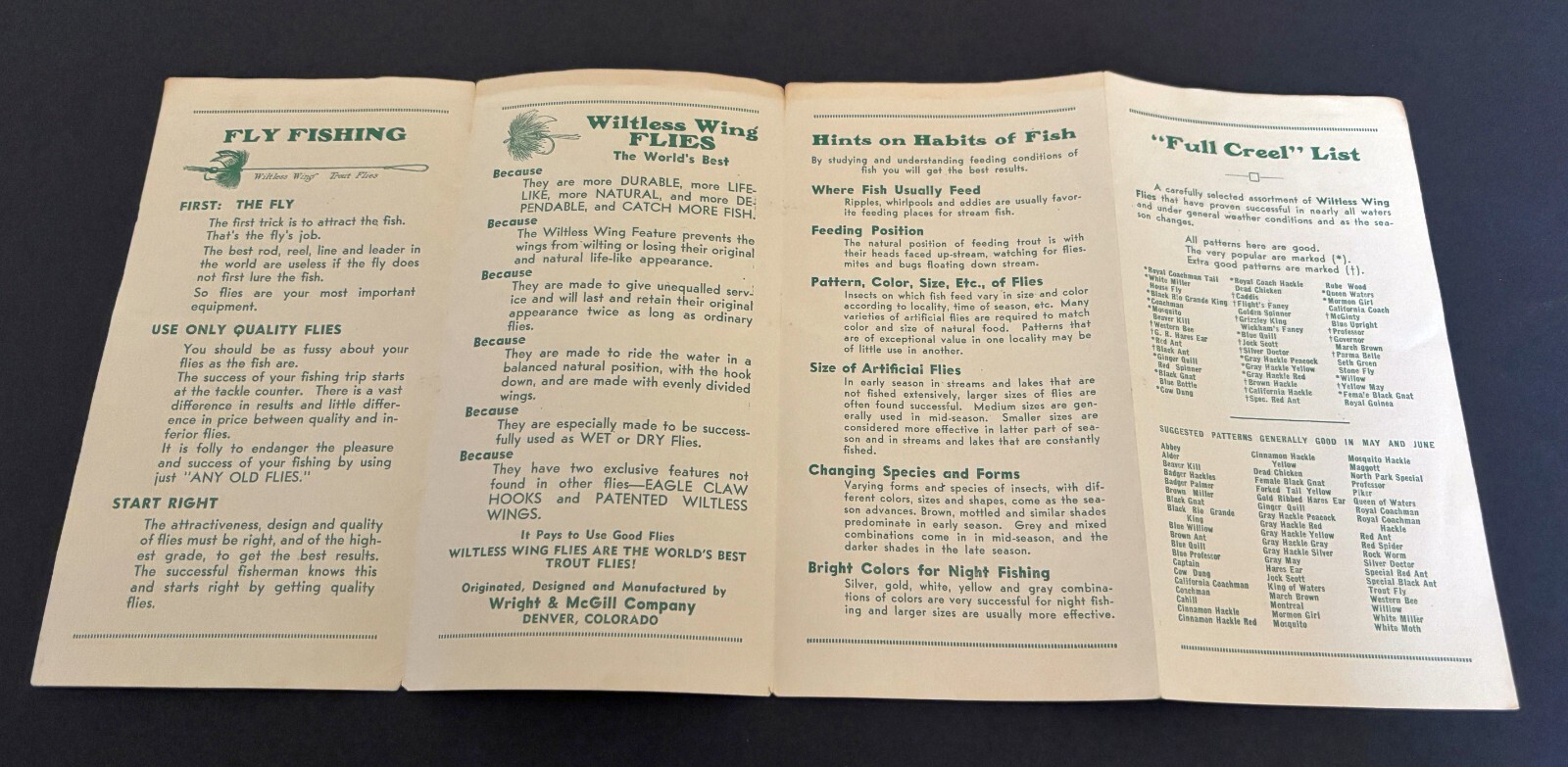 RARE 1928 "What Fly? ... and Why!" Suggestions for Fly Fishermen Wright & McGill