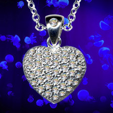I heart pendant + chain I real 925 solid sterling silver I stone setting I