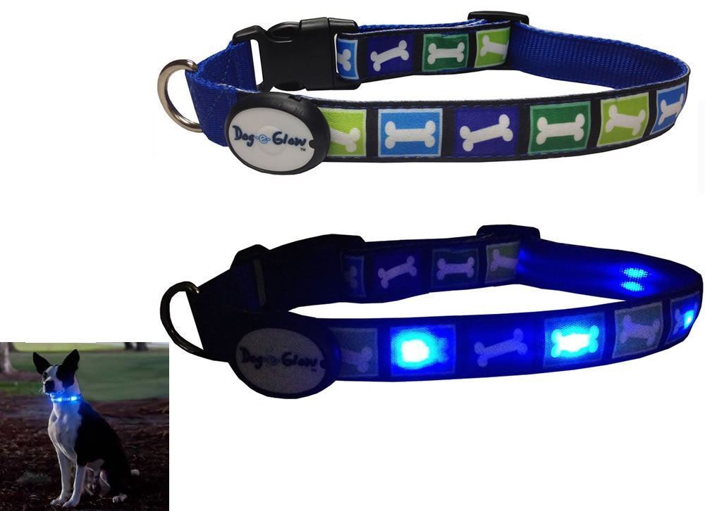 Interpet Dog Glow Collar LED Flashing Light Water Resistant Medium Blue Stylish