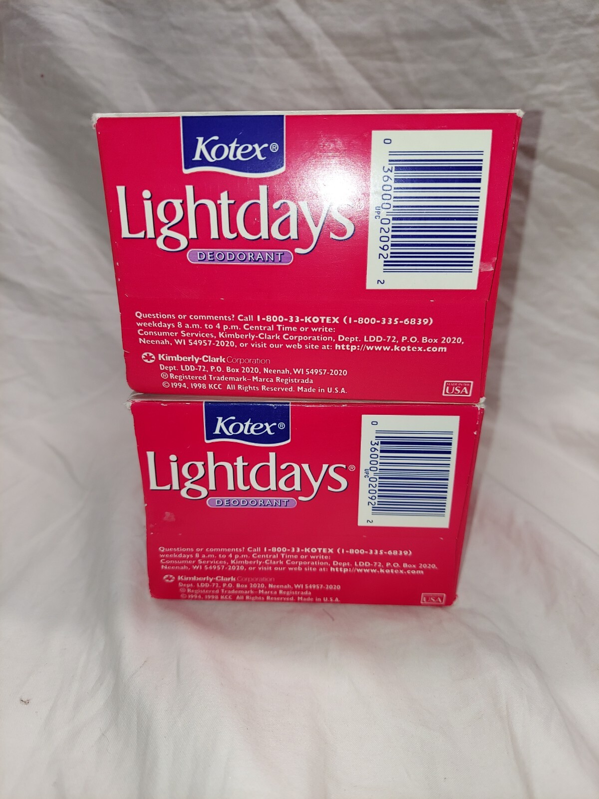 Kotex Lightdays Deodorant 72ct Pantyliners 2 Boxes Vintage 1998 