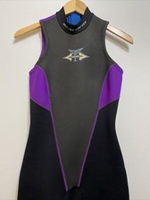Vtg SKIWARM Wetsuit Long John Wet Suit Womens 8 Black/purple Made USA tempest