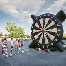 10FT Giant Inflatable Soccer Dart Board Backyard Games with Blower 8 Soccer Ball