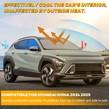 JJMY For 2024 2025 Hyundai Kona Car Windshield Sun Shade UV Block Foldable Cover