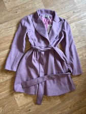 Grace Karin Medium Duffle Coat Pink Purple New Belted Lined