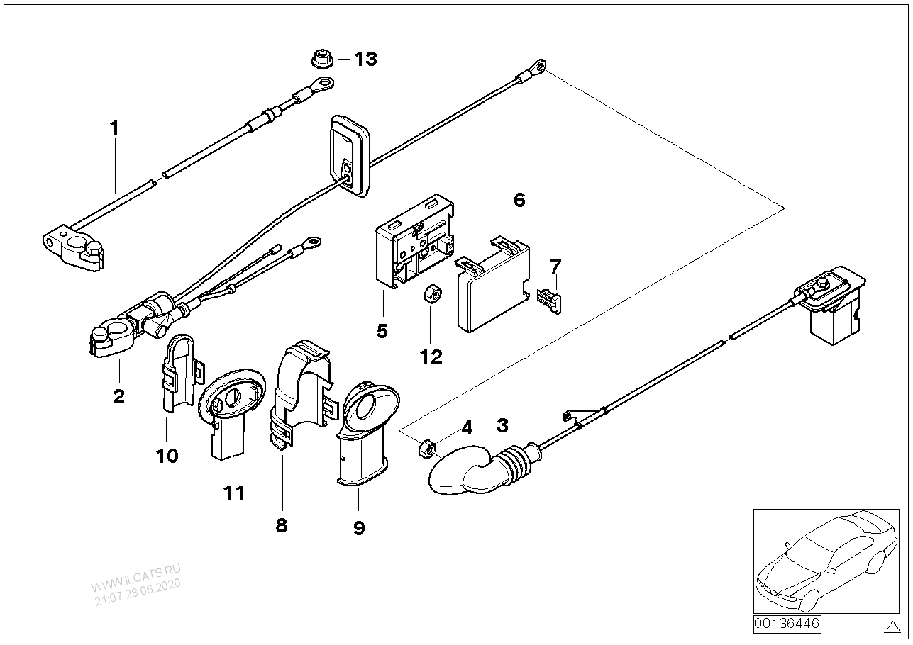 BMW 3 Series E46 E83 Positive Battery Cable Plus Pole 61126910542
