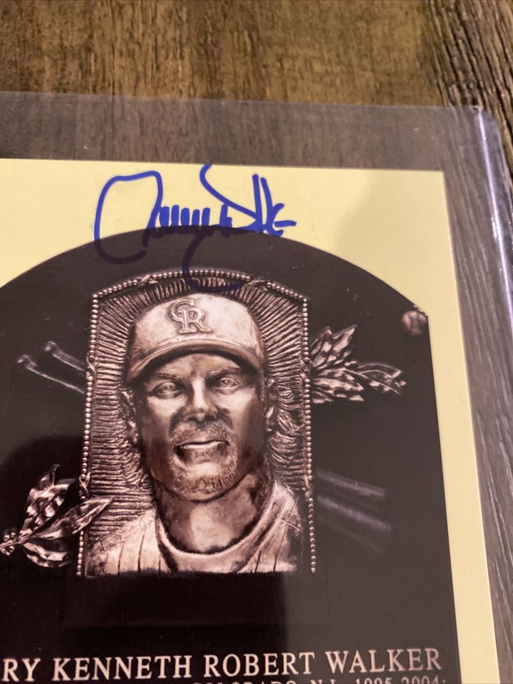 Larry Walker Signed HOF Plaque Postcard Cooperstown Autograph eBay