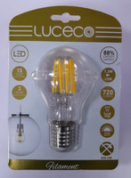 1X 7.2W (=60W) LED Filament GLS Klar GlüHbirnen,Es, E27, Edison Schraube, 2700K