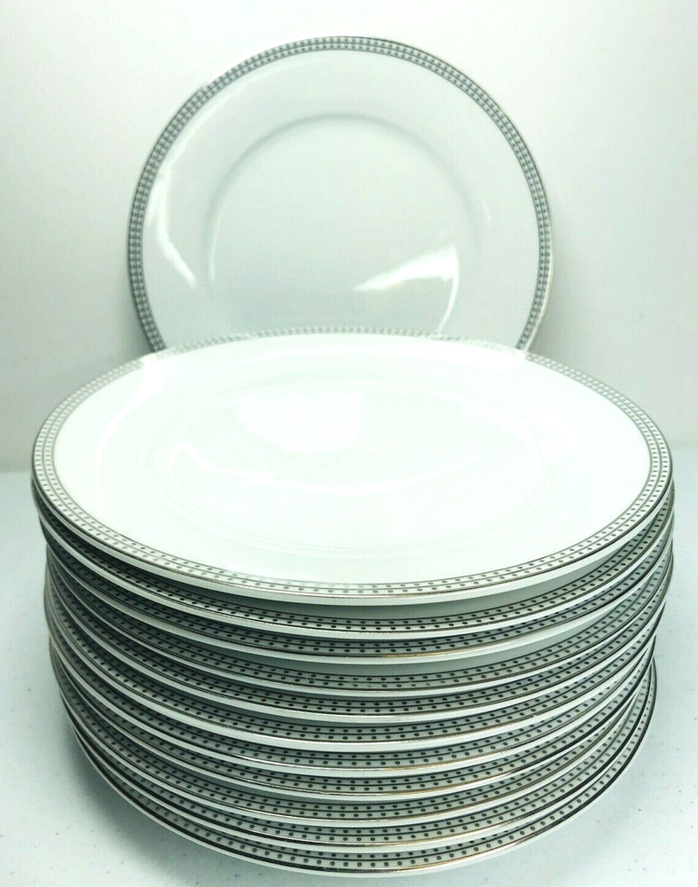 Compton Classic Dot Salad Plates SET 12 Dessert Platinum  7 1/2” Dia  EXCELLENT!