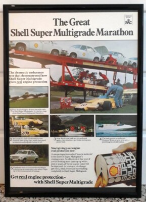 Framed original Classic Car Ad for Shell Oil and Allegro from 1975