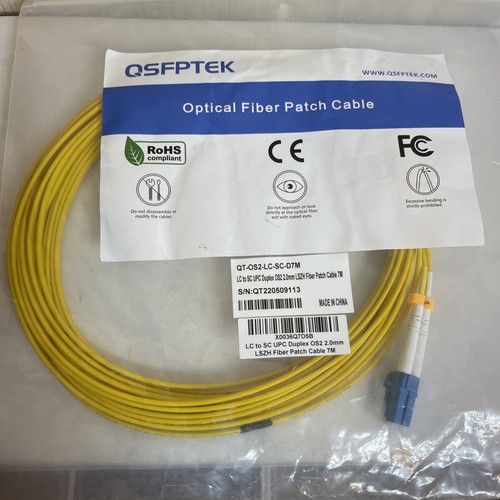 NEU Qsfptek LWL Patchkabel 7m LC auf SC UPC Duplex OS2 2,0mm LSZH 7M - Bild 1 von 8