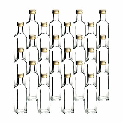 24 x Glasflaschen 100 ml Maraska mit Schraubdeckel gold