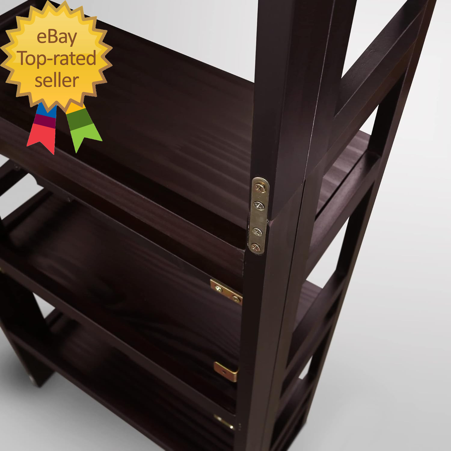 3-Shelf Folding Student Bookcase (20.75" Wide)-Espresso