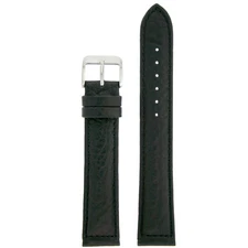 Extra Long Watch Band Black Genuine Leather Padded Strap Matte Finish 18mm - 24m