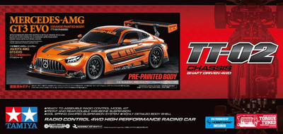 Tamiya RC Mercedes-Benz AMG GT3 EVO vorlackiert TT-02 Artikel #47519 Bausatz