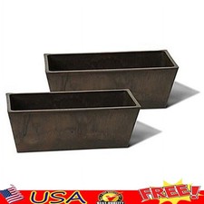 Durable Weather Resistant Rectangle Plant Planter 2 Pack W/ Drainage Holes New