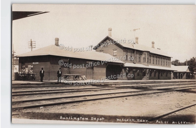 McCook, Nebraska-Burlington Railroad Depot-S.D. Butcher-RPPC Real Photo Postcard
