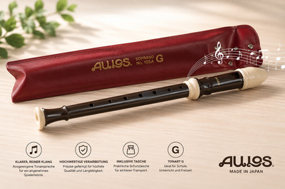 Aulos 102N G Sopran Blockflöte Einsteiger Flöte mit Etui Schule Musik