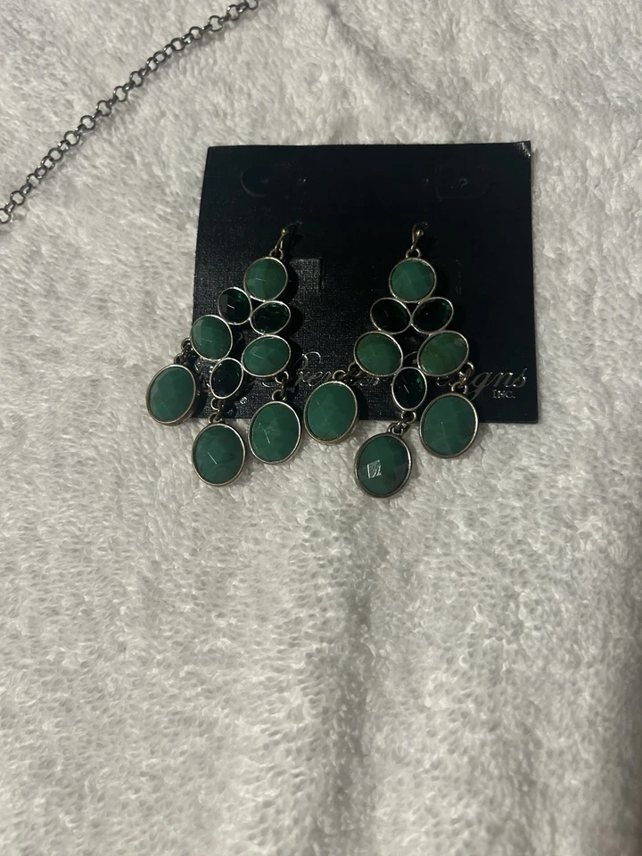 Premier Designs ювелирных изделий синий и зеленый ожерелье с серьгами - Изображение 4 из 4