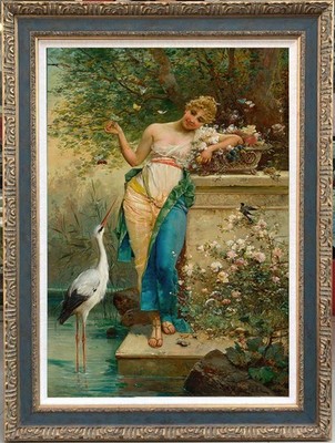 Hand Painted Classical Oil Painting Oriental Beauty Art Canvas Vintage Style