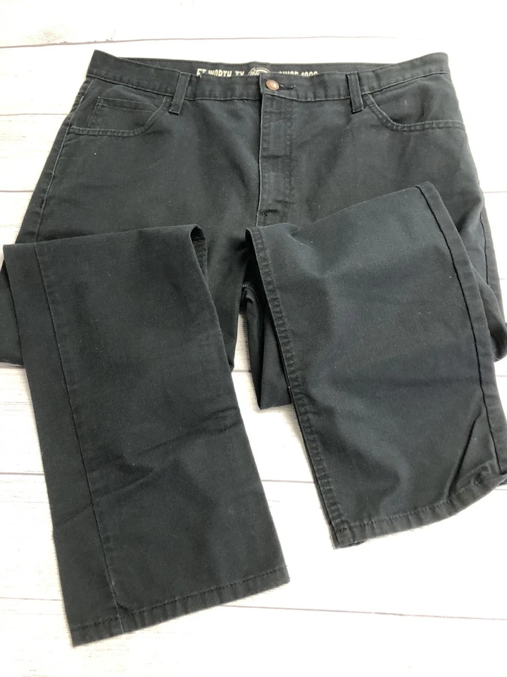 Pantalones Dickies para Hombres 36x30 Negros Ajustados Cónicos WP815BK Trabajo Sarga Elastizados Informales Foto 3 de 4