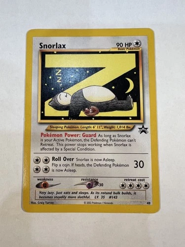 Pokemon TCG Snorlax WoTC Black Star Promo 49 NM Card