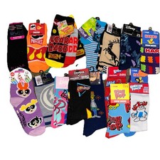 20 Pairs Of Fun Graphic Novelty Socks Various Sizes Fast Shipping 