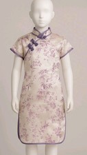 Chinese Silk Dress Purple Qipao Cheongsam Girls 10 Costume Dress Up Floral