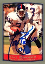 Tiki Barber autographed football card (New York Giants) 1999 Topps #79