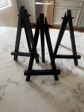 Wood Mini Easel Lot Of 3 Black Painted 6" Tall for Small Art & ACEO Card New Set