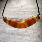 China Tibet Arc Agate Bead Banded Agate Curved Tube Pendant Necklace