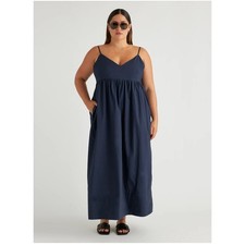QUINCE NWT Organic Cotton Sleeveless Maxi Dress  in Navy // S