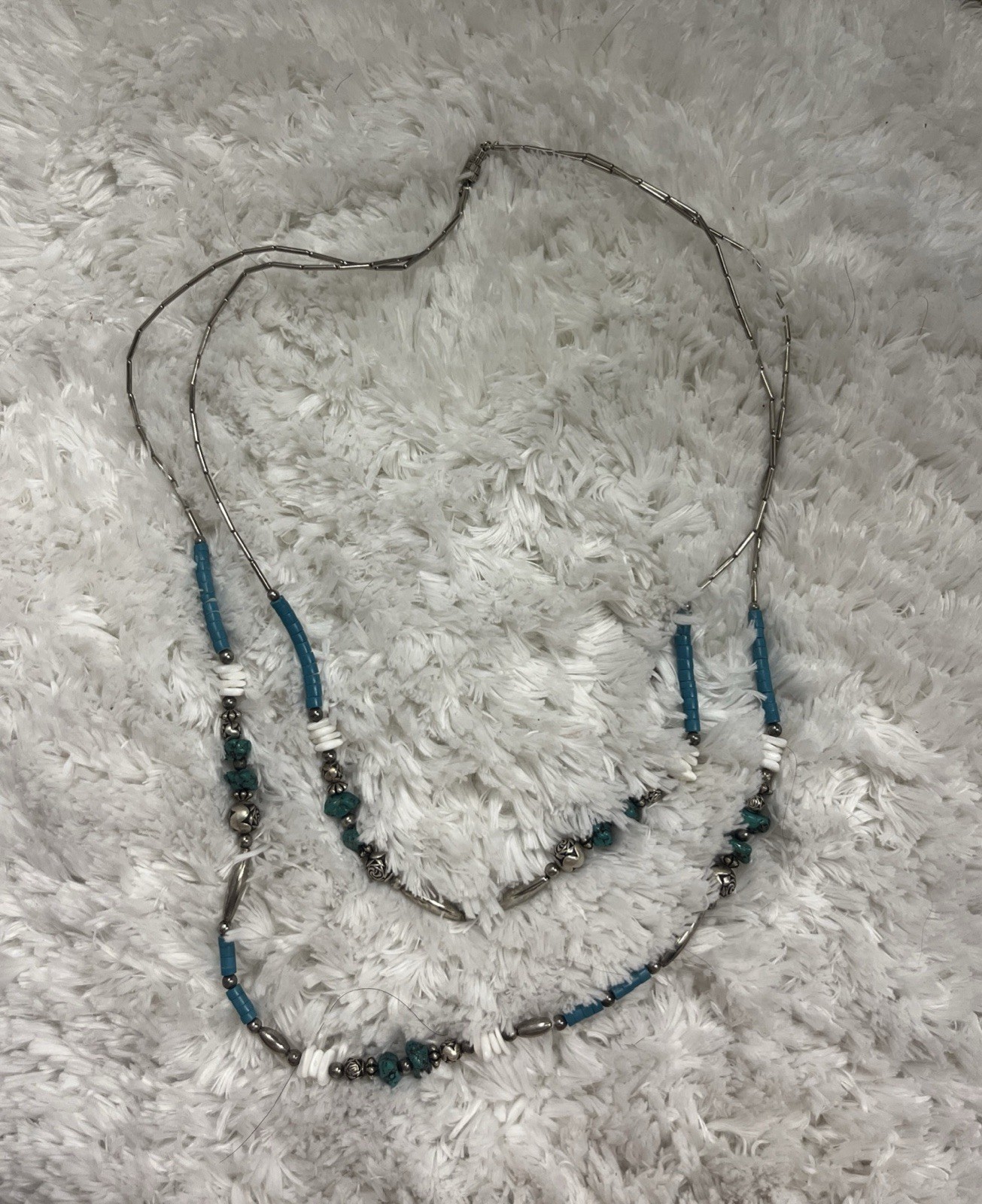 Authentic Turquoise Silver Beaded Double-Stacked … - image 4