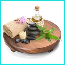 Walnut Wood Pedestal Stand, Decorative Wood Riser For Display, Farmhouse Deco...