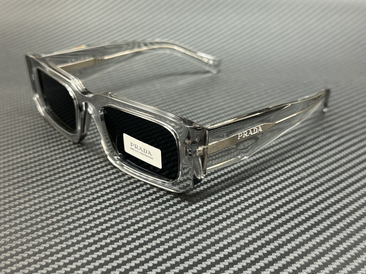 PRADA PR 06YS 12R09T Transparent Grey Unisex 53 mm Sunglasses