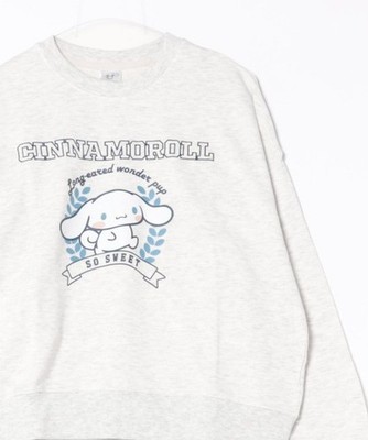 Sanrio Cinnamoroll Ash Grey Oversized Brushed Lining Crew Neck Sweatshirt JP LTD