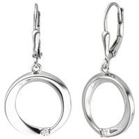 "Jobo \"52409\" OhrhäNger 925 Sterling Silber 2 Zirkonia Ohrringe Boutons Silberoh"