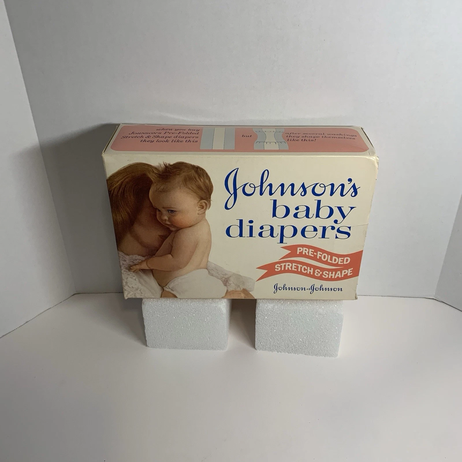 Vtg 60-70s Johnson’s Cloth Diapers 12ct~BOX ONLY/TV/ Movie Prop