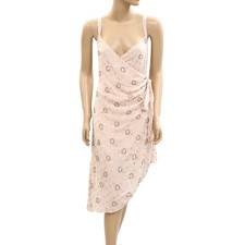 By Anthropologie Asymmetrical Mini Dress Wrap Tie Bead Embellished S New 284655