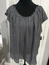 Lauren Conrad Bck Tie Sleeveless Blue Hearts Blouse XL