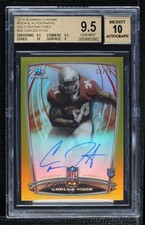 2014 Bowman Gold Border 13/75 Carlos Hyde #36 BGS 9.5 GEM MINT Auto 0m0