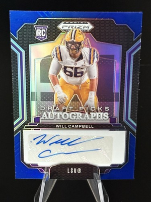 #ad 2025 Panini Prizm Draft Picks Will Campbell RC Blue Prizm Auto #209 249 $14.99