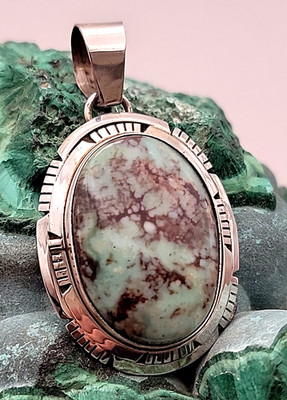 Navajo (Scott Keets) Dry Creek  turquoise Sterling silver saw cut bezel holder b