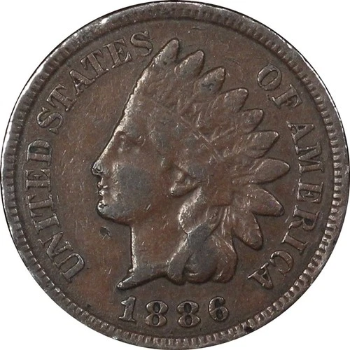 1886 Type 2 Very Fine VF Indian Cent - Semi-Key Date, Nice Chocolate Brown!
