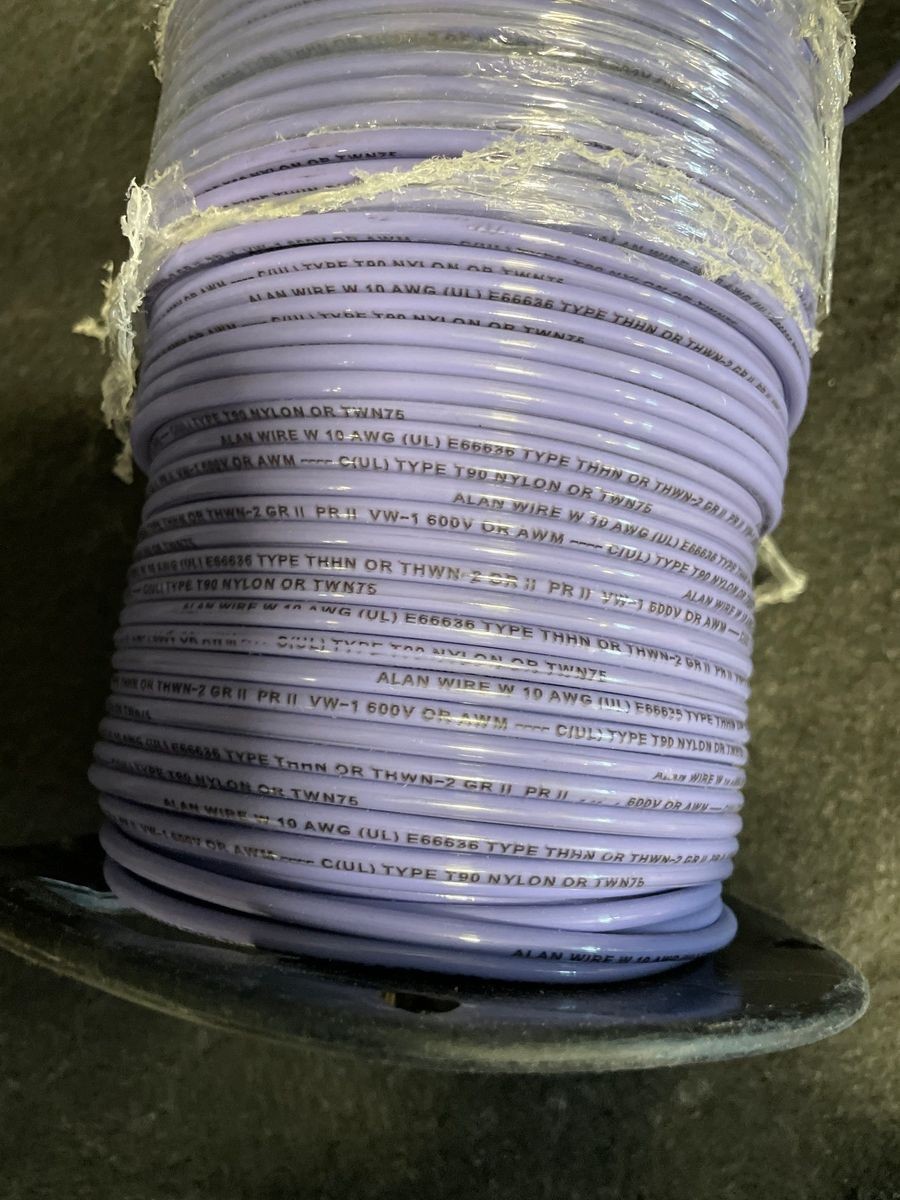 ALAN WIRE 10 AWG THHN/THWN-2 Solid Copper, 600V, Purple, 500 ft * | eBay