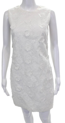 Karl Lagerfeld Women White Floral Shift Dress Sleeveless Short Size 6