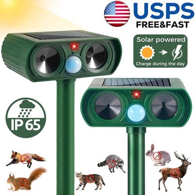 Upgraded Solar Ultrasonic Animal Repellent Dog Cat Skunk Deer Raccoon For Garden