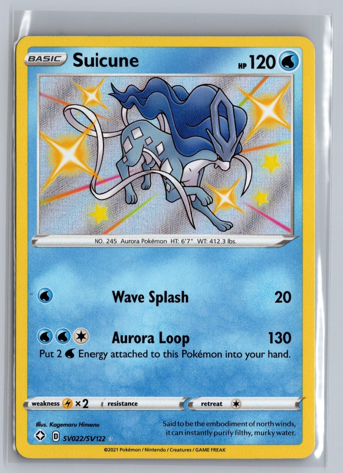 Suicune SV022/SV122 Shiny Rare Shining Fates Shiny Vault Pokemon Near Mint