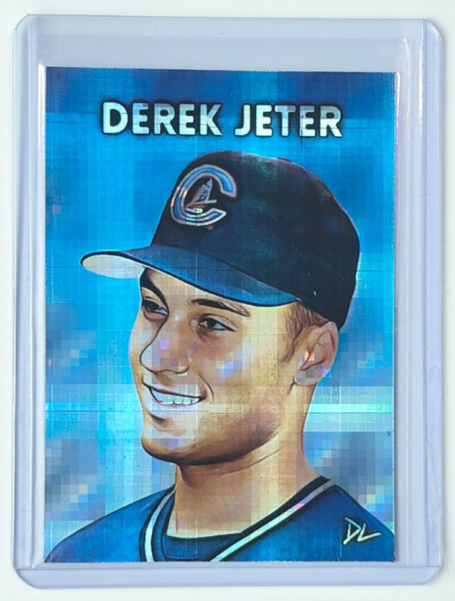 Derek Jeter Limited Edition Artist Signed "Columbus Clippers" Refractor Card 1/1
